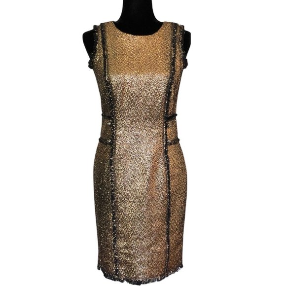 Darling London 2 Piece Jacket & Sheath Dress, Gold & Black - Picture 5 of 14